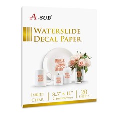A-SUB Waterslide Decal Paper for Inkjet Printers 20 Sheets Clear Water Slide ... picture