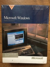 Microsoft Windows 3.0 Vintage Big Box Software Sealed new 1990 PC 3.5 inch disk picture