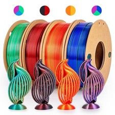 dikale Silk 3D Printing Filament PLA+ Tricolor and Dual Color 4Pack Bundle  1... picture