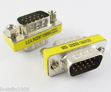 1pc VGA HD15 Converter Connector 15pin 3 row Male to Male Mini Gender Changer picture