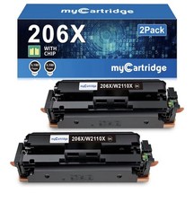 New 2 Pack HP 206X 206A BLACK Toner WITH CHIP M283fdw M283cdw M255dw 4 Total* picture