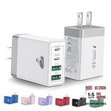 [2-Pack] USB C Wall Charger, 40W Fast USB C Charger Block, 4-Port PD White picture