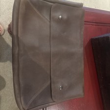 Leather Hyde & Drink Extra Large Folder Holder Laptop Case Bourbon Brown Vintage picture