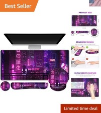 Waterproof Ergonomic Gaming Mouse Pad & Wrist Rest Set in Anime Neon Style picture