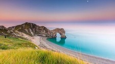 Landscape jurassic coast sea rocks durdle door beach sky Custom Gaming Mat Desk picture