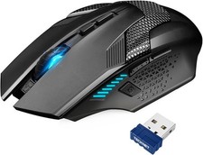 TECKNET Wireless Mouse, USB Cordless Computer Mouse with 8 Black blue  picture