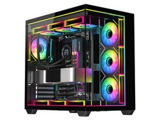 DIYPC IDX3-ATX-ARGB Black Dual USB3.0/ Type C Tempered Glass ATX Gaming Computer picture