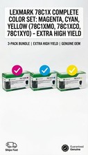 NEW Lexmark 78C1X Toner Set Magenta Cyan Yellow 78C1XM0 78C1XC0 78C1XY0 CS & CX picture