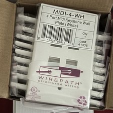Qty 30 - Wirepath MIDI-4-WH 4-Port Midi Keystone Wall Plates picture