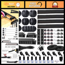 192 PCS Cable Management Kit - 4 Wire Organizer Sleeve, Cord Management Solution picture