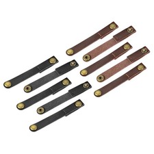 10 Pcs Leather Cable Straps Cable Ties Wine Black/Brown picture