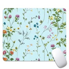 2 PCS Square Mouse Pad Flower Branch Pattern Cute Gaming Waterproof Desk Mat picture