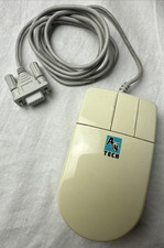 Vintage A4 Tech Mouse 3 Button 2/3 Switch Beige Female 9 Pin Serial Windows DB-9 picture