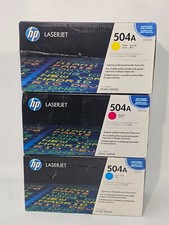 GENUINE SET OF 3 HP 504A LJ BCYM CE251A CE252A CE253A TONERS SEE PHOTOS picture
