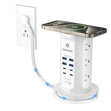 Power Strip Tower Kakyanill Surge Protector Tower 9 Ac Outlets 8 Usb 4 Usb C 6 picture