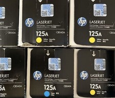 HP 125A CB542A Yellow Original Genuine LaserJet Toner Cartridge New Lot of 5 picture