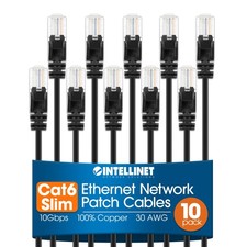 10 PCS Black Intellinet Cat6 Slim UTP Ethernet Patch Cable 7 FT Network picture