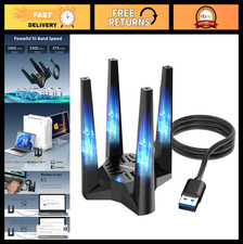 High-Speed USB WiFi Adapter for Desktop PC, AX5400 Tri-Band Wireless, MU-MIMO, W picture