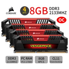 Corsair Pro 32GB 4x 8GB DDR3 OC 2133MHz PC3-17000U 240Pin Desktop Memory Red AB picture