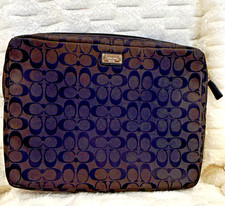Coach Signature C Black Gray Padded Laptop Sleeve Case Zip 14