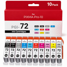 PGI-72 Ink Cartridges 10-PK Ink Compatible for Pixma Pro-10 Pro-10S Printer picture