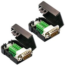 2 PCS DB9 Solderless Male Breakout Connector 9Pin Port Terminal With Nut picture