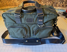 Tumi Alpha Bravo Everett Essential Tote in spruce/olive green, orange lining picture