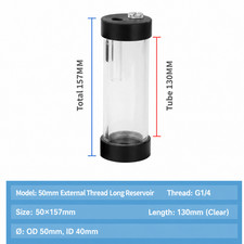 Water Cooling Cylinder Reservoir 50mm Tube G1/4 POM Acrylic 100mm 130mm picture