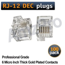 RJ12 DEC 6P6C Modular Plugs with Left Latch Offset Tab 100 pack picture