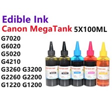 5X100ML(2XBK) Edible refill Ink alternative for Canon PIXMA MegaTank Printer picture