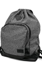Artifact vegan leather felted wool laptop drawstring backpack gray herringbone picture