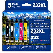 5 PACK 232XL Ink Replacement for Epson WF-2930 WF-2950 Printers picture
