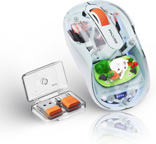 Cute Transparent Mouse, Tri-Mode Wireless, Rechargeable, Blue picture
