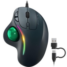 Wired Ergonomic Trackball Mouse, 34mm Thumb Control, RGB Lighting picture