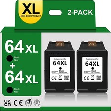 2 PK Compatible For HP 64XL (N9J92AN) Black Ink for ENVY 7830 7855 7858 7864 picture