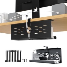 KEEGH 16 in Under Desk Cable Management Tray, Metal Tary, 1 Pack, Black picture