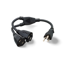 1ft 16 AWG 1 to 2 Power Cord Splitter - Black picture
