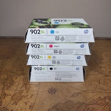 4 Pack Set OEM HP 902XL Ink Black Color Magenta Yellow Cyan Box 902 XL Dec 2021 picture