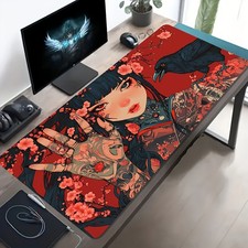 1pc Large-sized Esports Gaming Mouse Pad Featuring a Cherry Blossom Tattoo Gir picture