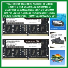 Elite 16GB Kit 2 x 8GB 3200MHz PC4-25600 CL22 2933MHz or 2666MHz Unbuffered N... picture