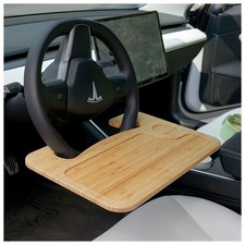 2 in 1 Car Steering Wheel Desk Bamboo Steering Wheel Tray Car Laptop Food Table picture