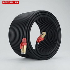 Cat7 Ethernet Cable 250 Ft Outdoor Direct Burial Black Shielded Network Wire picture