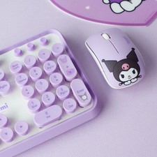 Sanrio Kuromi Wireless Keyboard Mouse Set Purple Retro Typewriter Keys Office picture