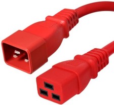5 PACK LOT 1ft IEC C20 - C19 Red Power Cord 12AWG 20A/2500W 100-250V 0.3M picture