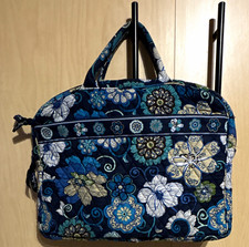 Vera Bradley 13 in Padded Floral Cotton Laptop Sleeve Case Blue Zip Handle picture