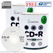 200 Pcs Smartbuy 52X CD-R 700MB/80Min Logo Top Blank Media Data Recordable Disc picture