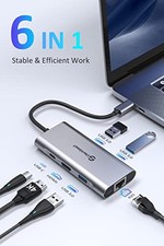 UTECHSMART USB C HUB, USB C ETHERNET MULTIPORT ADAPTER, 6 IN 1 -  SILVER (Gray) picture