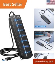 Versatile 7-Port USB Hub 3.0 with Power Control & 5Gbps Speed - Ideal for Gamers picture