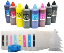 8X300 for Epson 4000 Refillable Ink Cartridge+8X200ml UltraChrom K3 Ink+Resetter picture