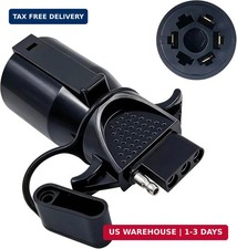 NEW SUN® 7-Pin to 4-Pin Adapter Waterproof Dust Caps 7 Way Round to 4 Flat picture